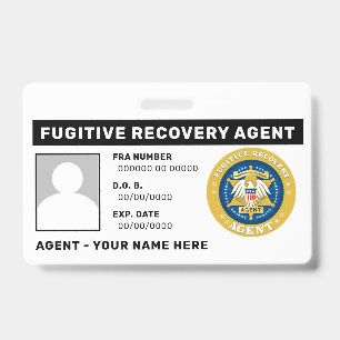 TARJETA DE IDENTIFICACIÓN INSTRUMENTO DE AGENTE DE RECUPERACIÓN FUGITIVA