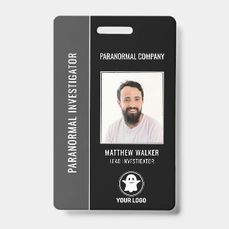 Tarjeta De Identificación Investigador Paranormal Código QR Etiqueta de Nomb