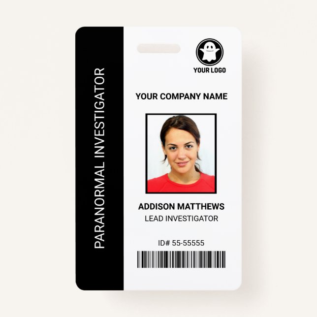 Tarjeta De Identificación Investigador paranormal Empresa Empleada Foto ID (Anverso)