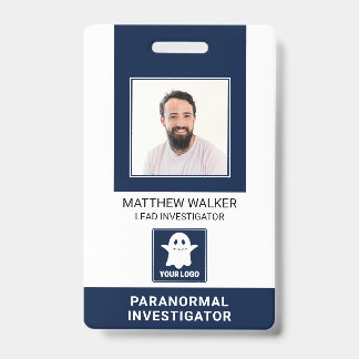 Tarjeta De Identificación Investigador Paranormal Marina Azul Código QR de I