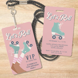 Tarjeta De Identificación Invitación a la fiesta de cumpleaños VIP de Roller