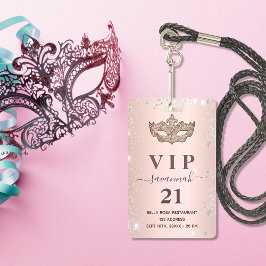 Tarjeta De Identificación Invitación a la vip del purpurina de plata de rosa