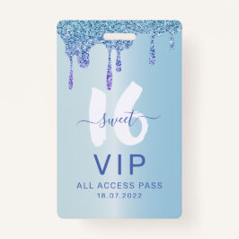 Tarjeta De Identificación Invitación al cumpleaños de Sweet 16 Ice Blue Meta