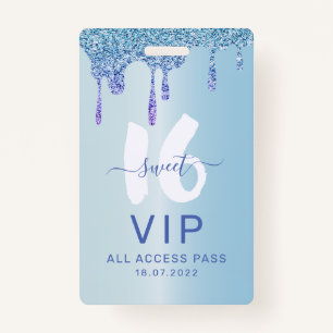 Tarjeta De Identificación Invitación al cumpleaños de Sweet 16 Ice Blue Meta