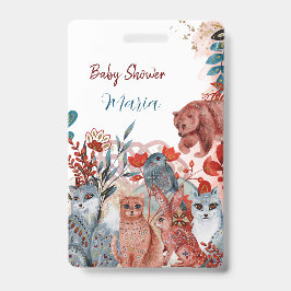 Tarjeta De Identificación Invitación de baby shower de animales lindos rojo 