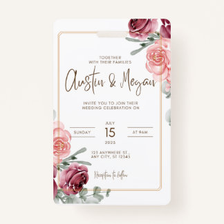 Tarjeta De Identificación invitación de boda de fondo blanco