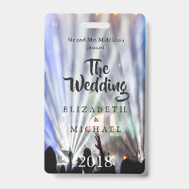 Tarjeta De Identificación Invitación de boda divertida con luces brillantes 