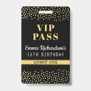 Tarjeta De Identificación Invitación de cumpleaños con pase VIP