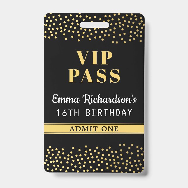 Tarjeta De Identificación Invitación de cumpleaños con pase VIP (Parte frontal)