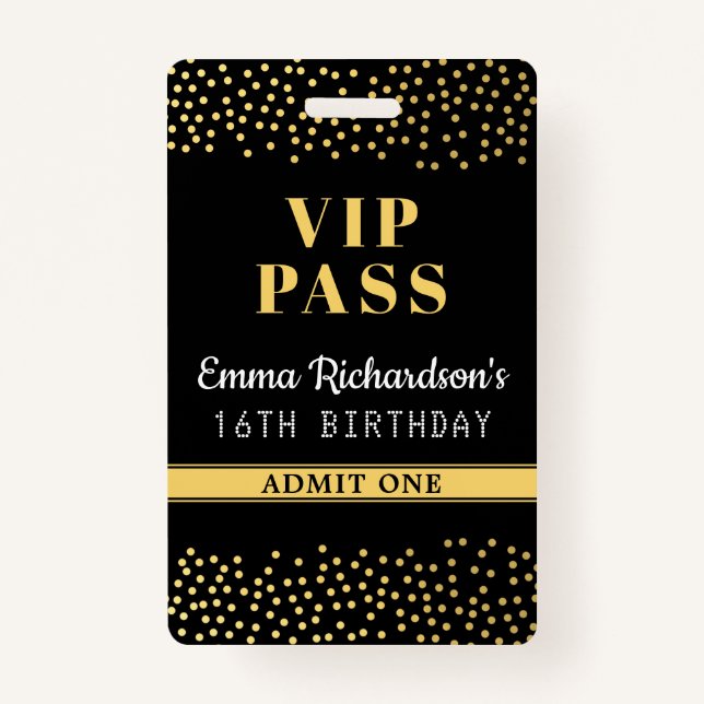 Tarjeta De Identificación Invitación de cumpleaños con pase VIP (Anverso)