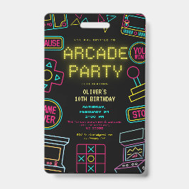 Tarjeta De Identificación Invitación de cumpleaños de videojuegos de cualqui