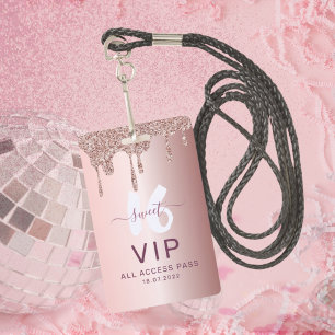 Tarjeta De Identificación Invitación de cumpleaños Rose Gold con brillo para
