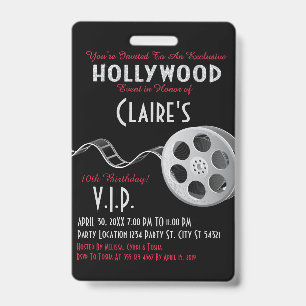Tarjeta De Identificación Invitación de la fiesta de Hollywood