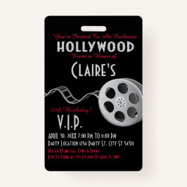 Tarjeta De Identificación Invitación de la fiesta de Hollywood