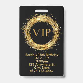 Tarjeta De Identificación Invitación de la insignia del paso del VIP del