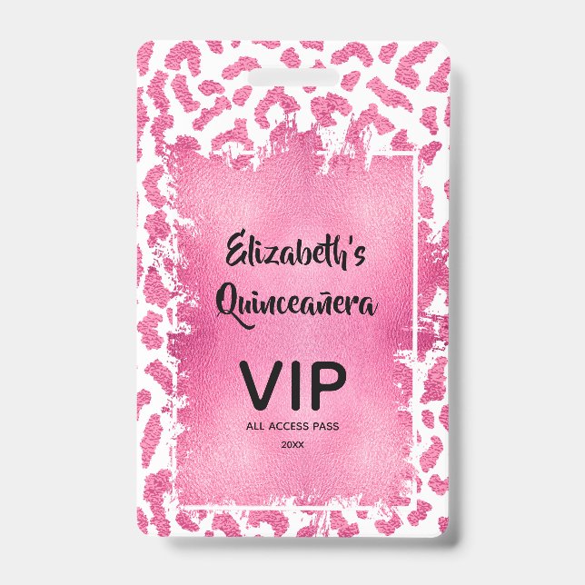 Tarjeta De Identificación Invitación de Quinceañera con pasaporte VIP de leo (Parte frontal)