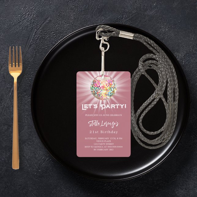 Tarjeta De Identificación Invitación de rosa de oro de fiesta Disco (Subido por el creador)