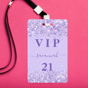 Tarjeta De Identificación Invitación de vip de baño violeta de cumpleaños