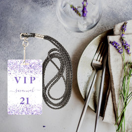 Tarjeta De Identificación Invitación de vip de lavanda violeta blanca de cum