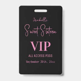 Tarjeta De Identificación Invitación elegante de guión rosa para Sweet Sixte
