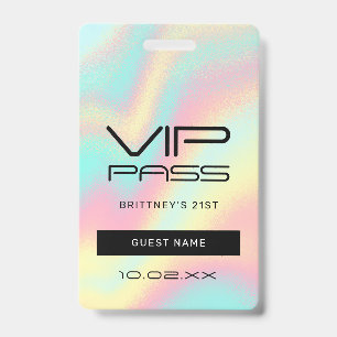 Tarjeta De Identificación Invitación holográfica pastel glam 21 VIP