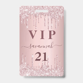 Tarjeta De Identificación Invitación vip de brillo rosa con gotas de purpuri
