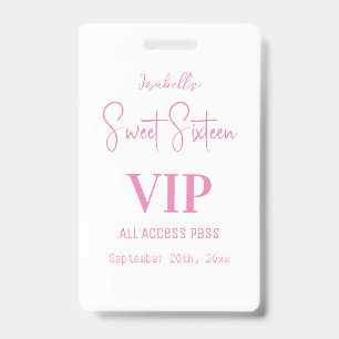 Tarjeta De Identificación Invitación VIP de Cumpleaños Dieciséis Elegante Es