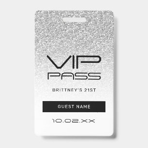 Tarjeta De Identificación Invitación VIP de Glitter Glam Sombra Plateada 21