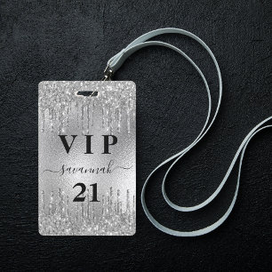 Tarjeta De Identificación Invitación vip de metal con gotas de brillo platea