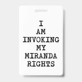 Tarjeta De Identificación Invocando mis Derechos Miranda - Derecho a Permane