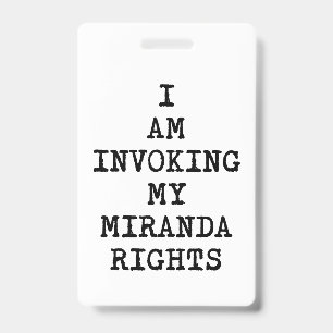 Tarjeta De Identificación Invocando mis Derechos Miranda - Derecho a Permane