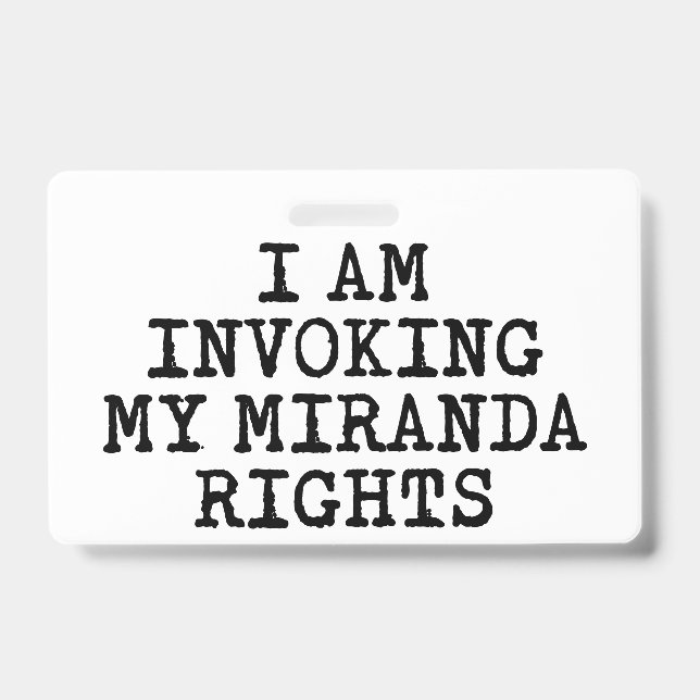 Tarjeta De Identificación Invocando mis Derechos Miranda - Derecho a Permane (Parte frontal)
