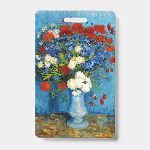 Tarjeta De Identificación Jarrón Van Gogh con acianos y amapolas