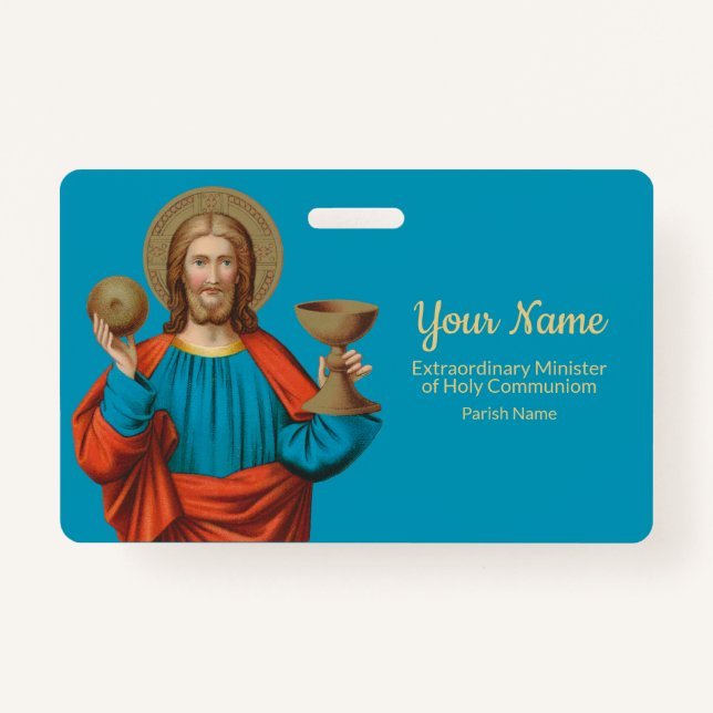 Tarjeta De Identificación Jesús sujetando la Eucaristía (SNV 050) (Anverso)
