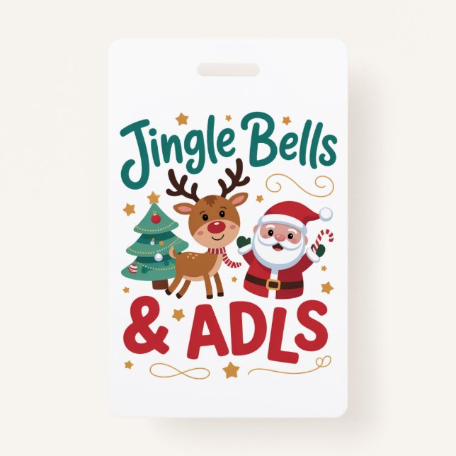Tarjeta De Identificación Jingle Bells ADLS Terapia ocupacional de renos (Anverso)