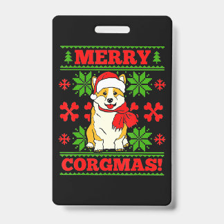 Tarjeta De Identificación Joyeux Noël Corgmas Corgi Dog