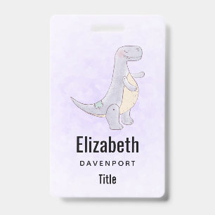 Tarjeta De Identificación Juguete de Dinosaurio Tírannosauro Gris