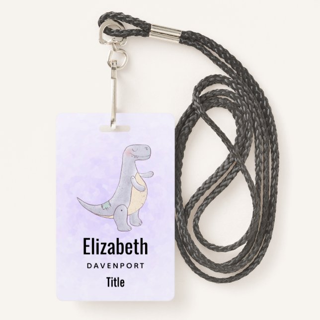 Tarjeta De Identificación Juguete de Dinosaurio Tírannosauro Gris (Anverso son cordón)