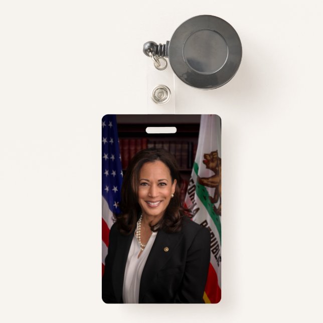 Tarjeta De Identificación Kamala Harris Candidato a presidente US 2024 (Anverso retráctil)