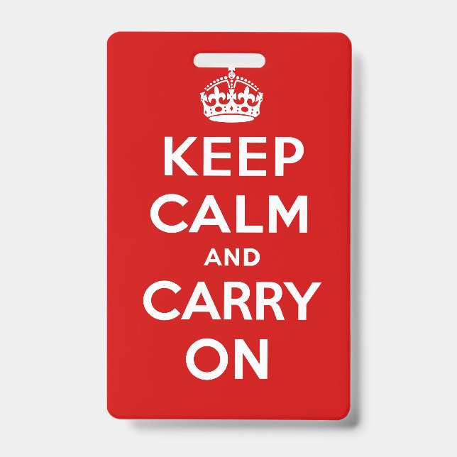 Tarjeta De Identificación Keep Calm and Carry On (Anverso)