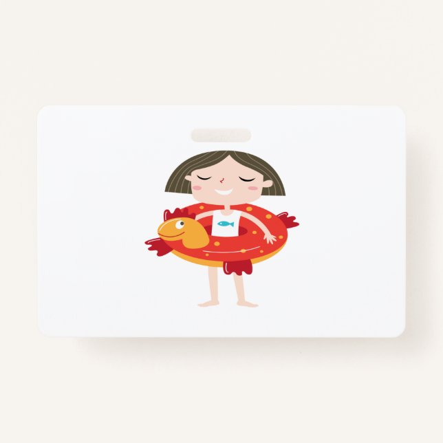 Tarjeta De Identificación kid play in beach (Anverso)