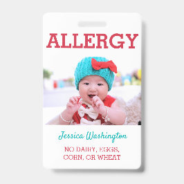 Tarjeta De Identificación La foto de encargo embroma la alergia ICOE alerta