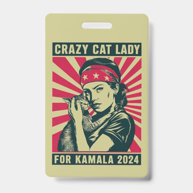 Tarjeta De Identificación La Loca Dama De Gato De Kamala 2024 (Anverso)