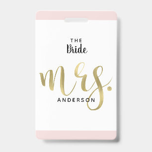 Tarjeta De Identificación La Novia Sra. Gold Pase de Invitado VIP a la Boda