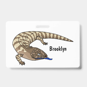 Tarjeta De Identificación Lagarto de lengua azul reptil caricatura