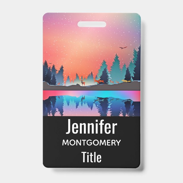 Tarjeta De Identificación Lago invernal con ciervo (Parte frontal)