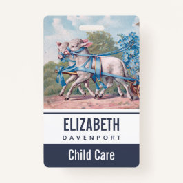 Tarjeta De Identificación Lambres vintage vestidos con cintas azules brillan