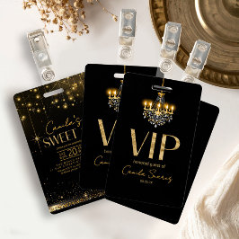 Tarjeta De Identificación Lámpara de araña Old Hollywood Glam para Sweet 16 