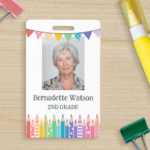 Tarjeta De Identificación Lápices de colores divertidos ID para maestros de