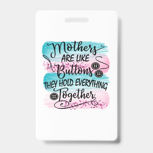 Tarjeta De Identificación Las madres son como botones (Parte frontal)